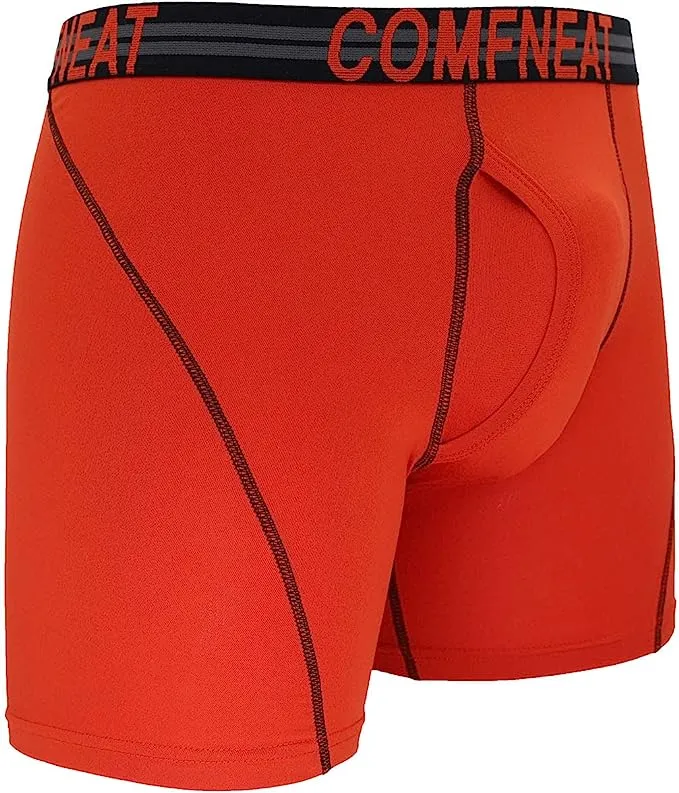 Comfneat Men's 4-Pack Athletic Boxer Briefs Sports Performance Underwear with Fly