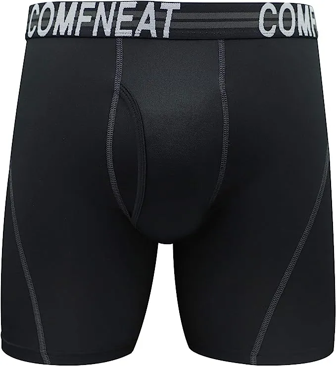 Comfneat Men's 4-Pack Athletic Boxer Briefs Sports Performance Underwear with Fly