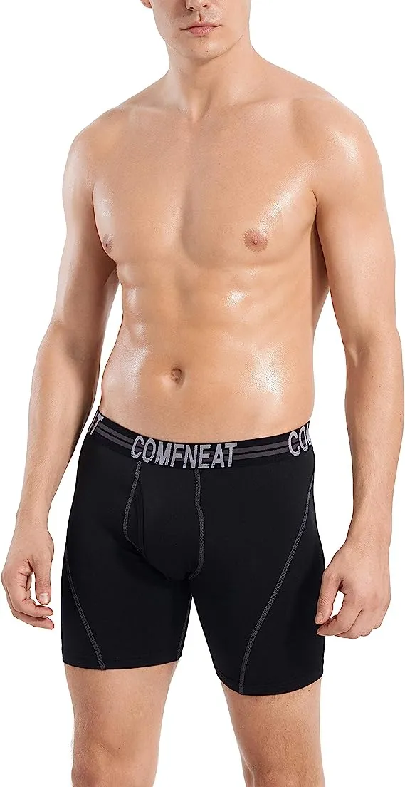 Comfneat Men's 4-Pack Athletic Boxer Briefs Sports Performance Underwear with Fly