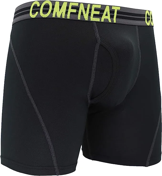 Comfneat Men's 4-Pack Athletic Boxer Briefs Sports Performance Underwear with Fly