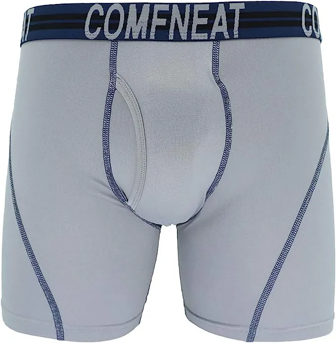 Comfneat Men's 4-Pack Athletic Boxer Briefs Sports Performance Underwear with Fly