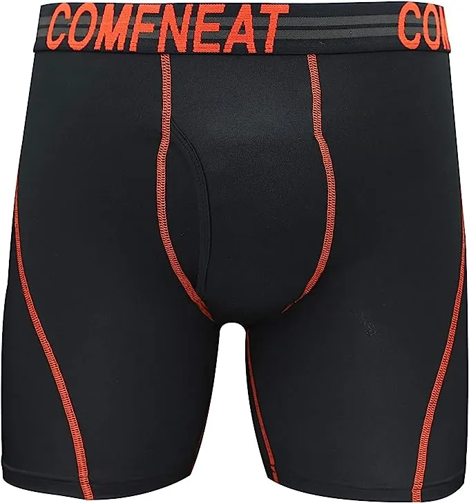 Comfneat Men's 4-Pack Athletic Boxer Briefs Sports Performance Underwear with Fly