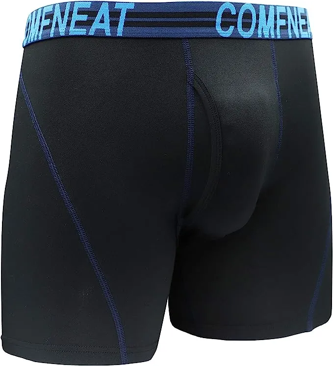 Comfneat Men's 4-Pack Athletic Boxer Briefs Sports Performance Underwear with Fly