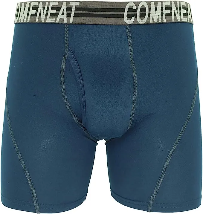 Comfneat Men's 4-Pack Athletic Boxer Briefs Sports Performance Underwear with Fly