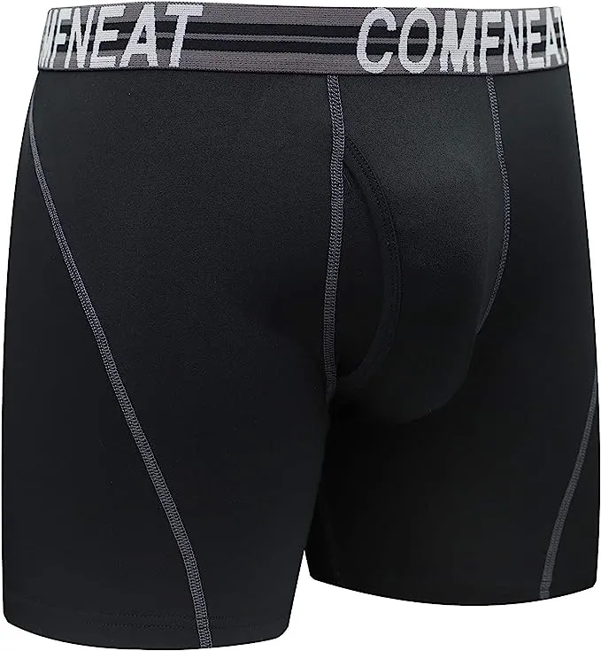 Comfneat Men's 4-Pack Athletic Boxer Briefs Sports Performance Underwear with Fly