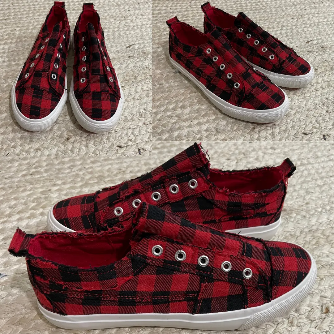 Corky's Babalu Red Buffalo Plaid Sneakers