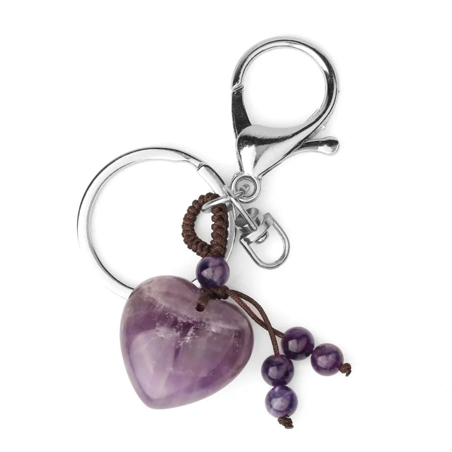 Crystal Heart Chakra Healing Stone Keyring