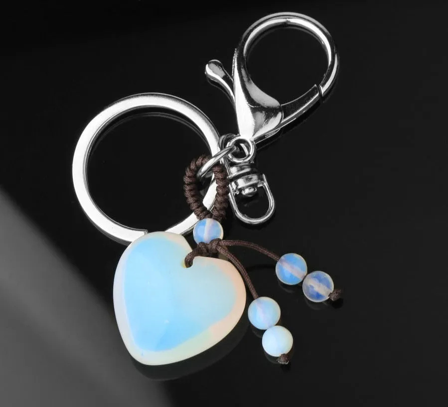 Crystal Heart Chakra Healing Stone Keyring