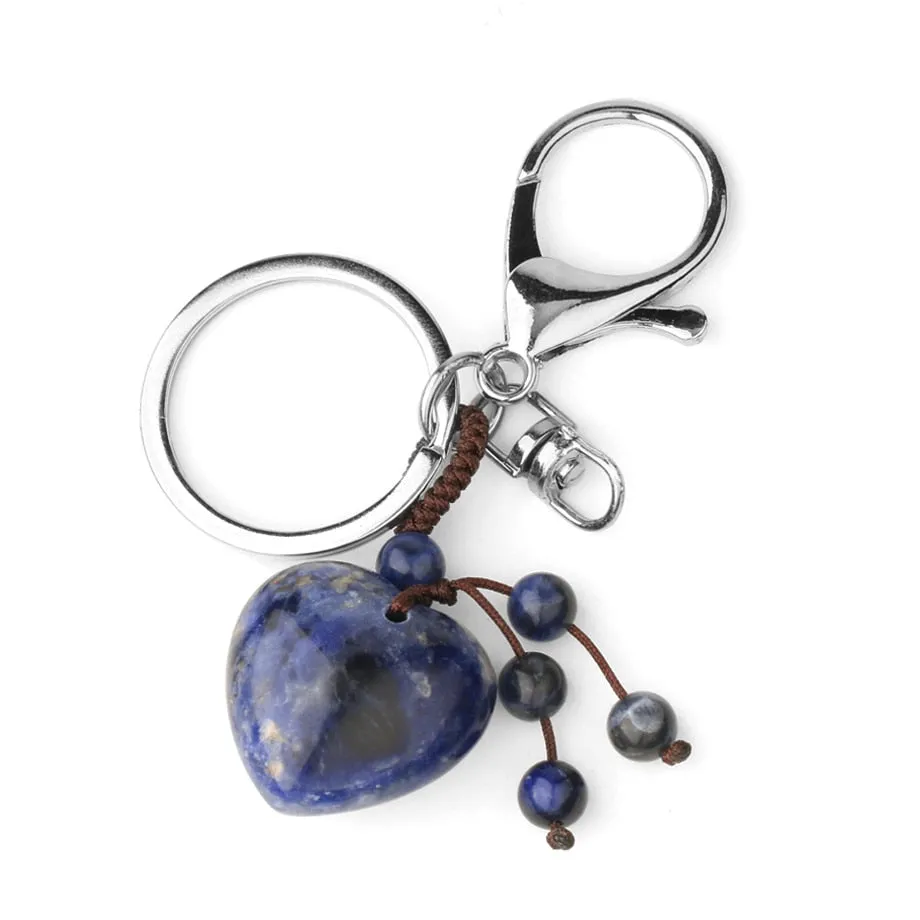 Crystal Heart Chakra Healing Stone Keyring