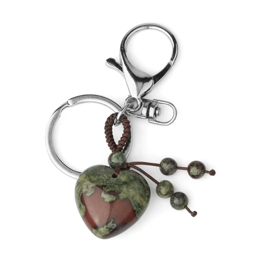 Crystal Heart Chakra Healing Stone Keyring