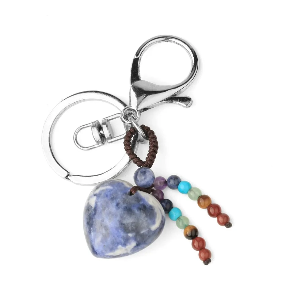 Crystal Heart Chakra Healing Stone Keyring