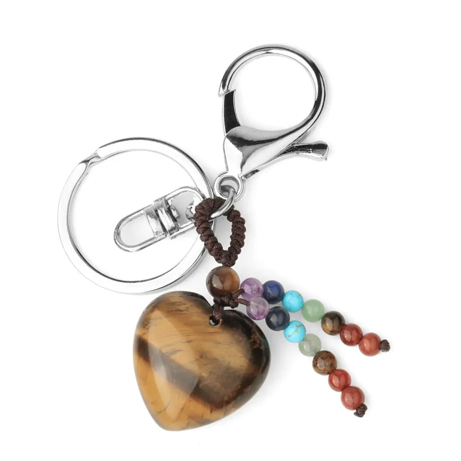 Crystal Heart Chakra Healing Stone Keyring