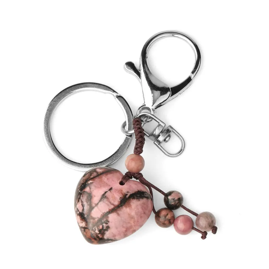 Crystal Heart Chakra Healing Stone Keyring