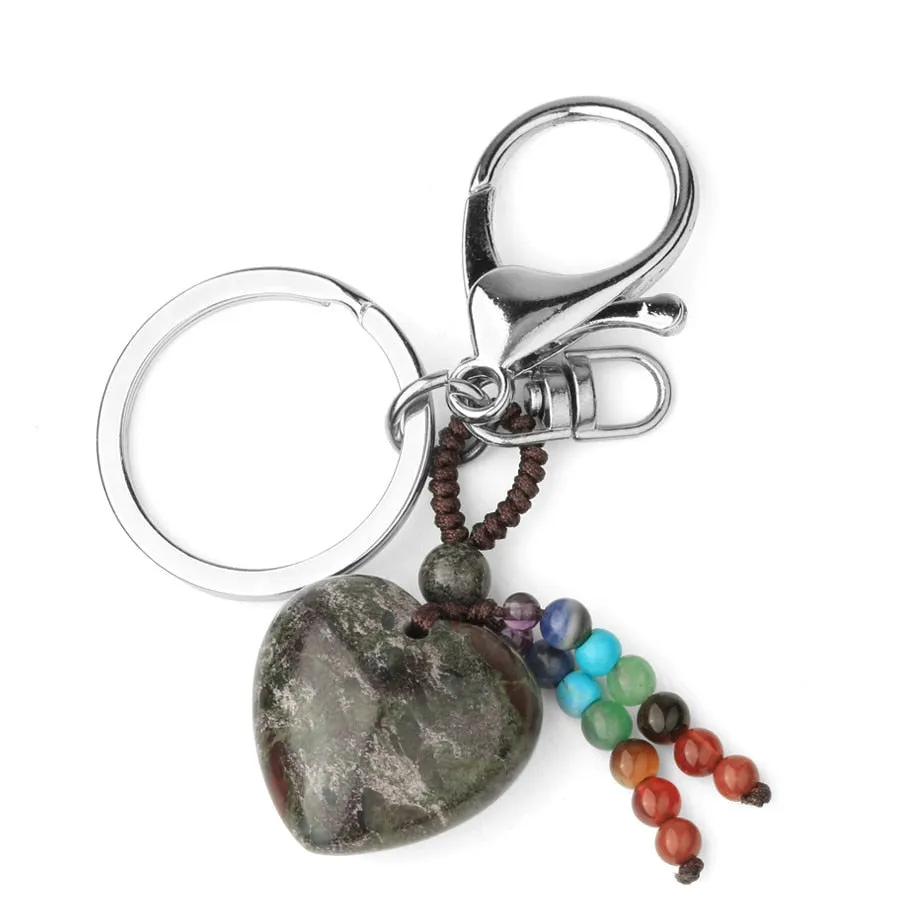 Crystal Heart Chakra Healing Stone Keyring