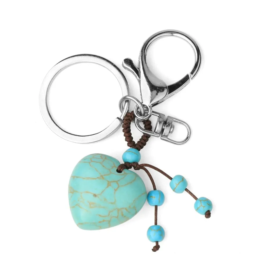 Crystal Heart Chakra Healing Stone Keyring