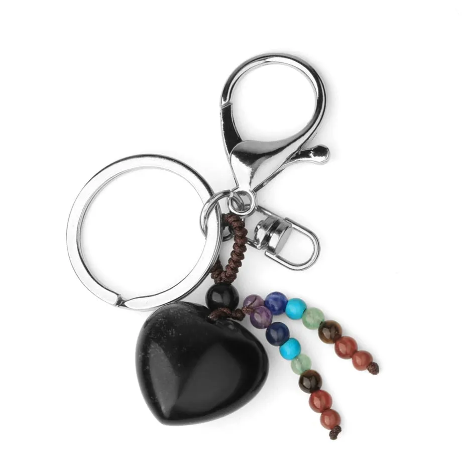 Crystal Heart Chakra Healing Stone Keyring