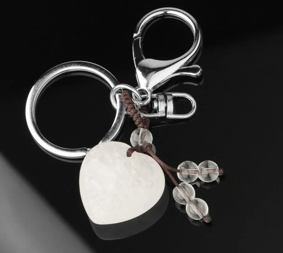 Crystal Heart Chakra Healing Stone Keyring