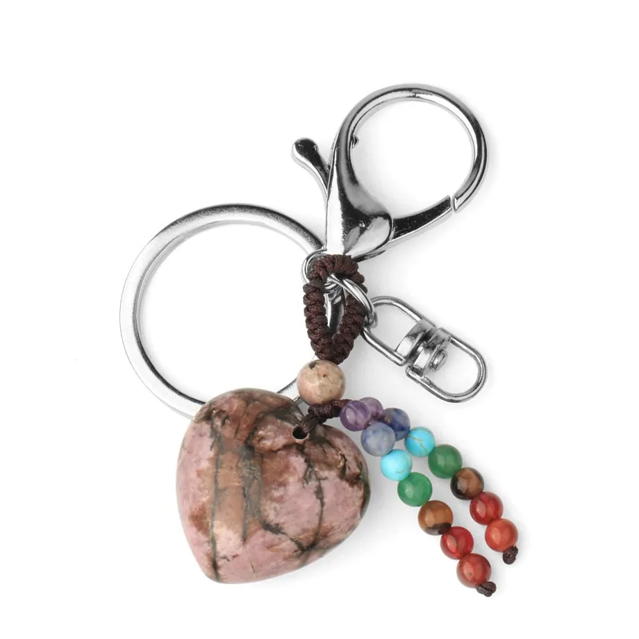 Crystal Heart Chakra Healing Stone Keyring