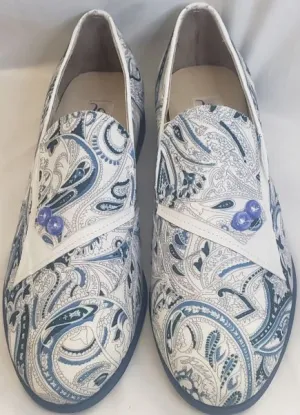 Damon -- Men's Ballroom Slip-On Shoe -- Blue Paisley