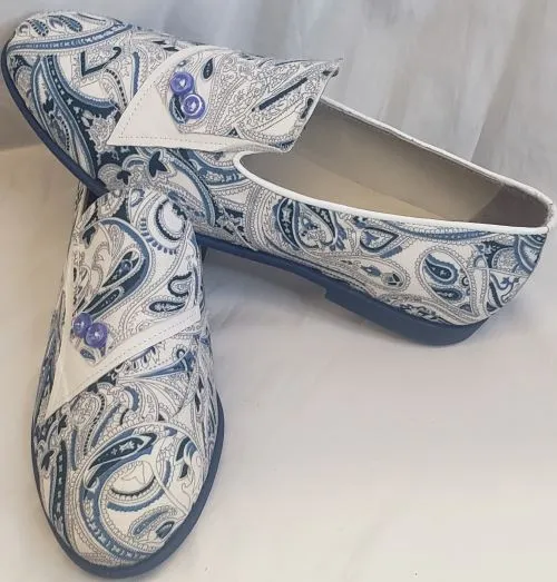 Damon -- Men's Ballroom Slip-On Shoe -- Blue Paisley