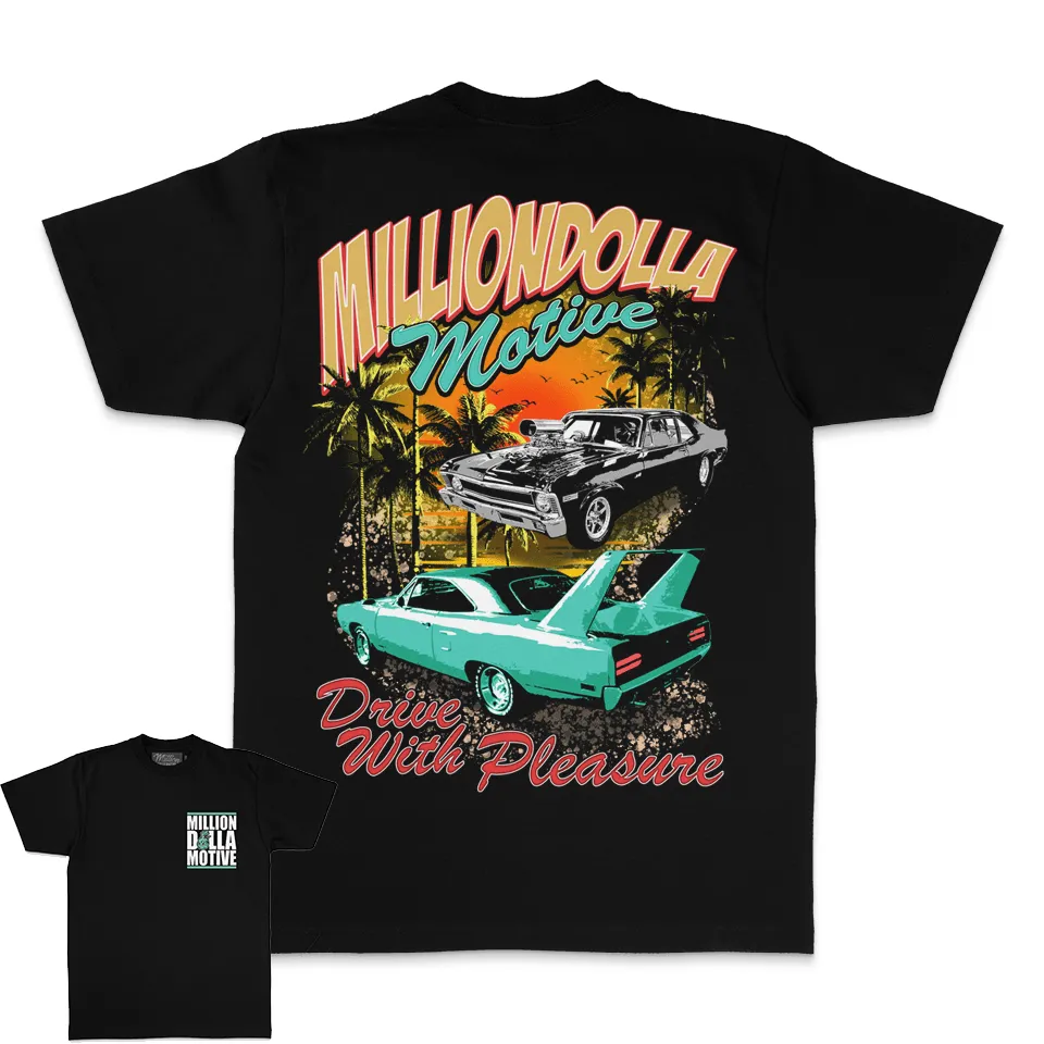 Drive with Pleasure - Green Glow on Black T-Shirt