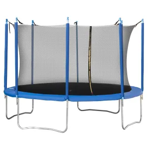 EasyComfort Tappeto Elastico per Bambini e Adulti con Rete e Bordo Imbottito, Trampolino da Giardino, Φ366x275cm, Blu e Nero