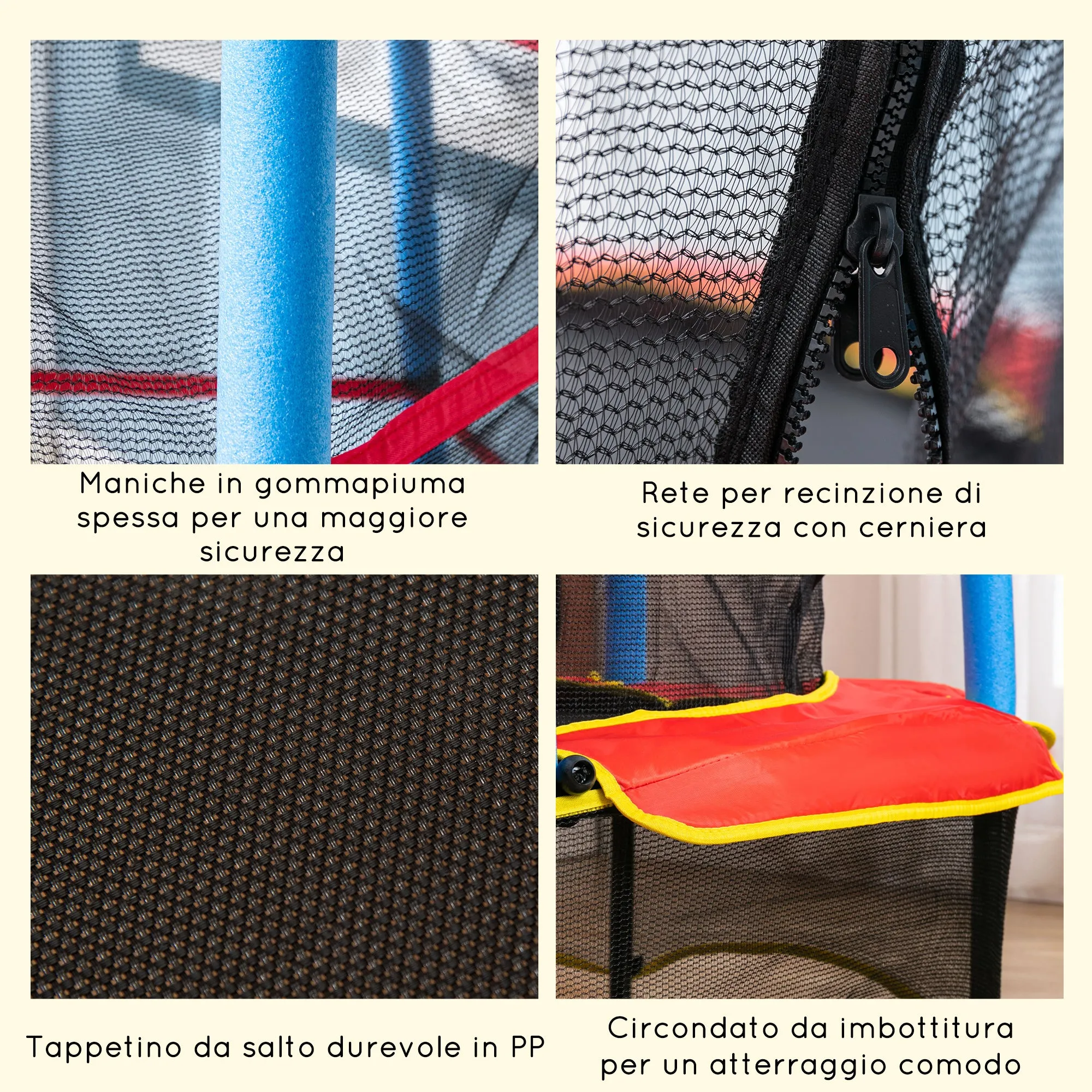 EASYCOMFORT  Trampolino Elastico da Interno ed Esterno per Bambini 3-6 Anni, Telaio in Acciaio e Tappeto in PP e Poliestere con Design senza Molle, ?165x162 cm