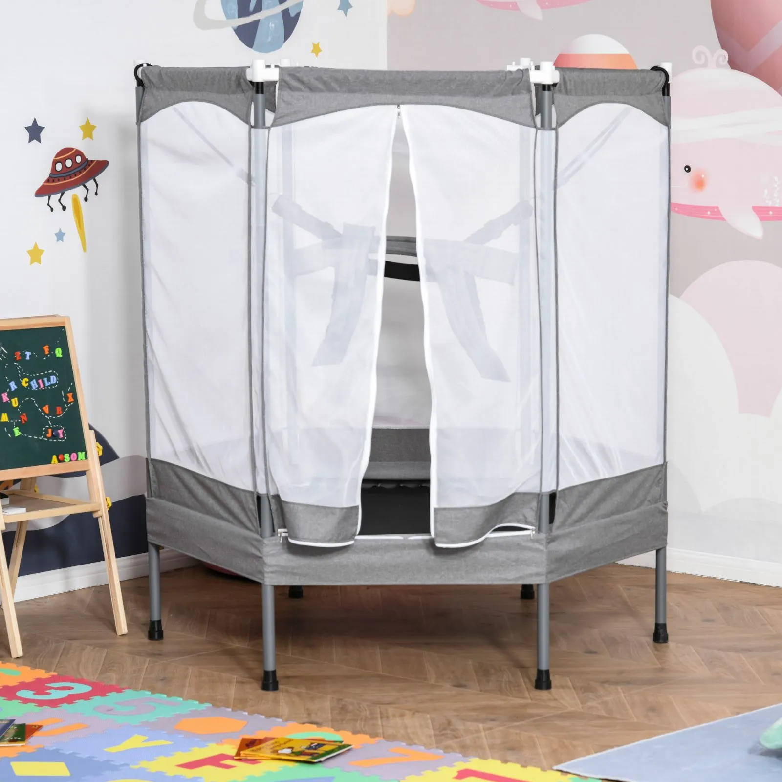 EASYCOMFORT Trampolino Tappeto Elastico per Bambini Casa e Giardino, Rete di Sicurezza