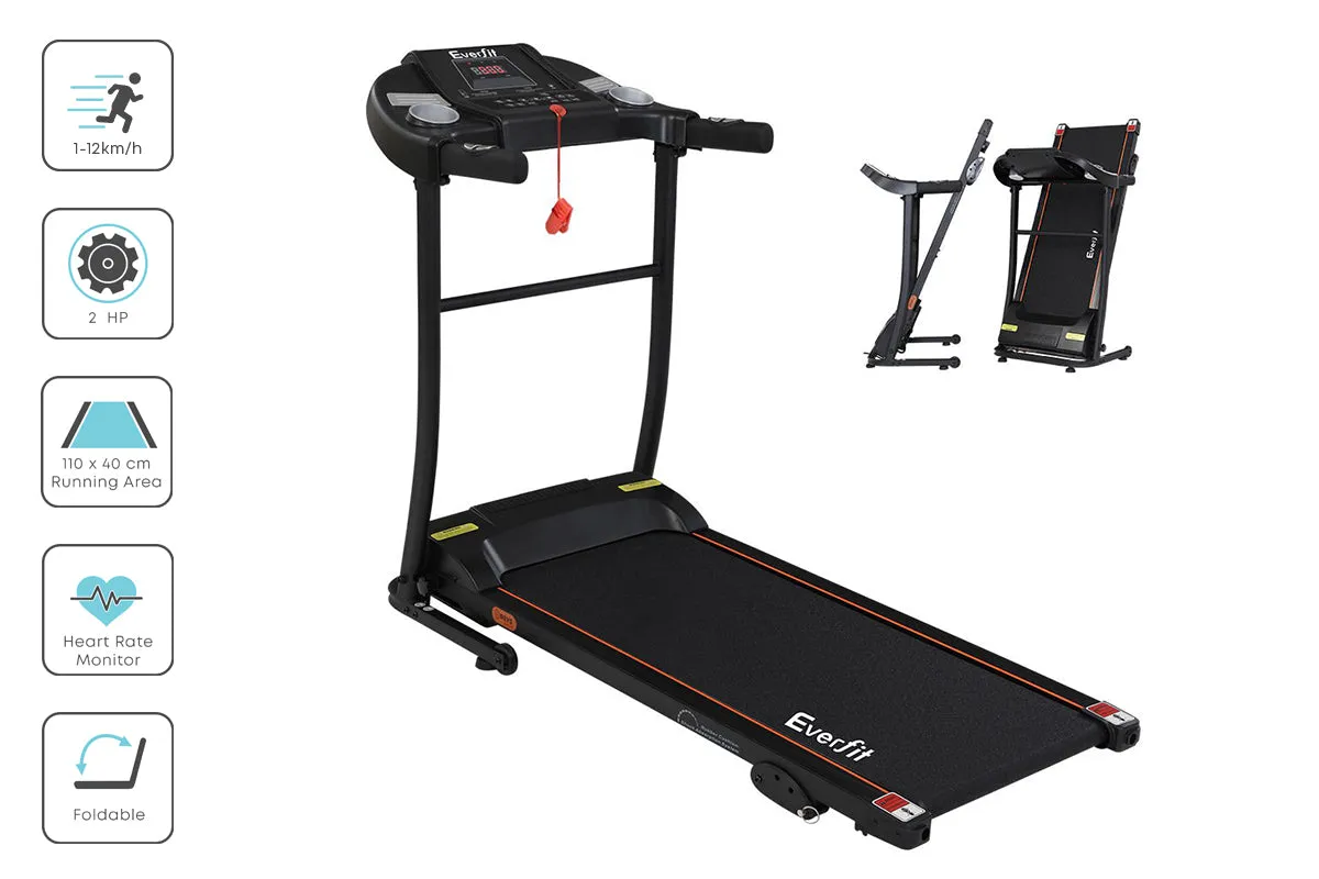 Electric Treadmill 400mm Incline, LCD Display, 12 Programs - Everfit