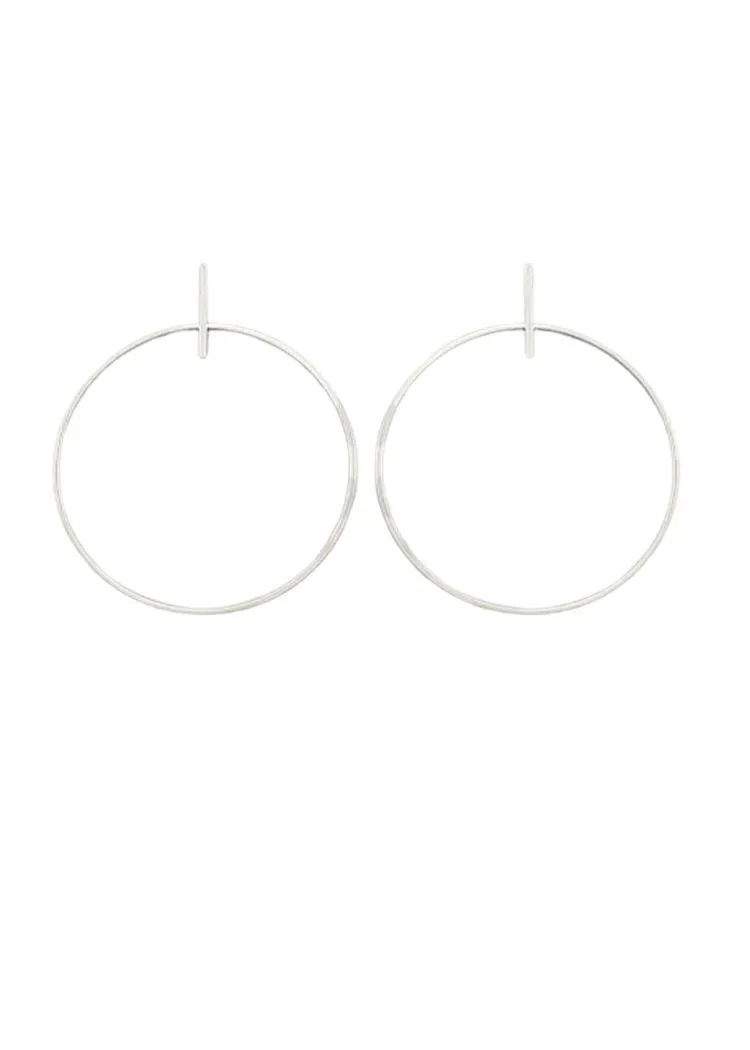 Emaline Bar Cirlce Earrings-Silver