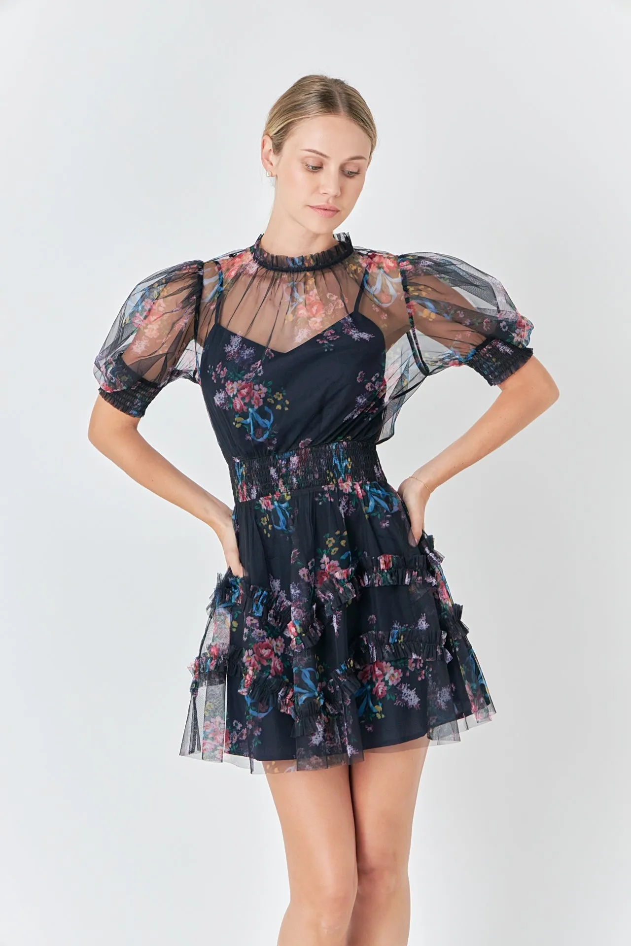 Endless Rose - Ruffled Mesh Mini Dress