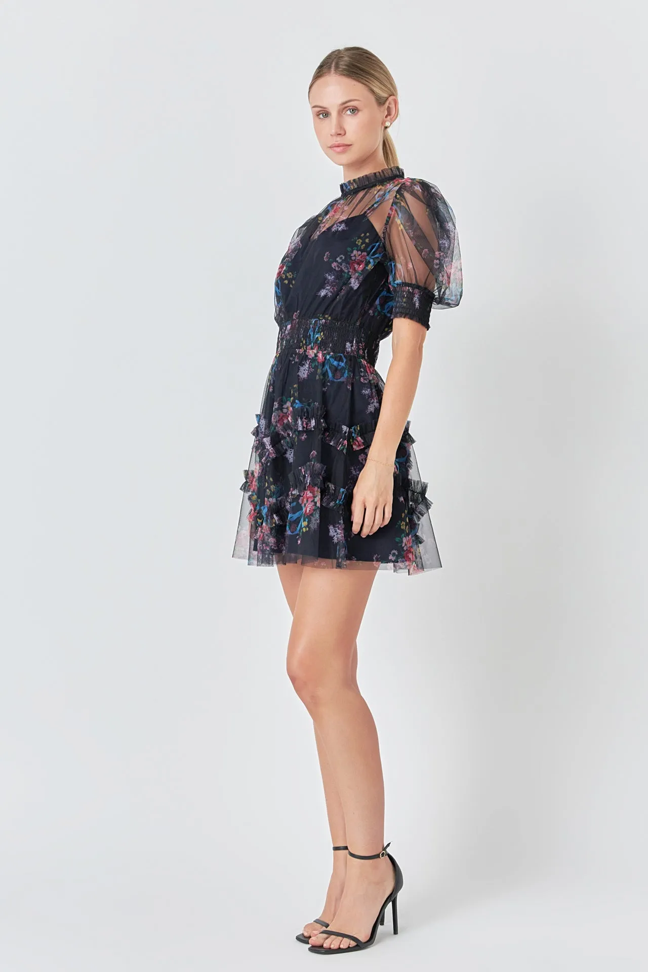 Endless Rose - Ruffled Mesh Mini Dress