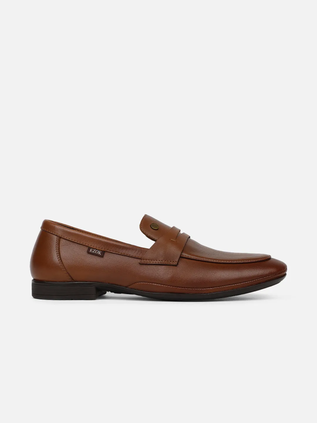 Ezok Men Brown Leather Loafer Mocassins