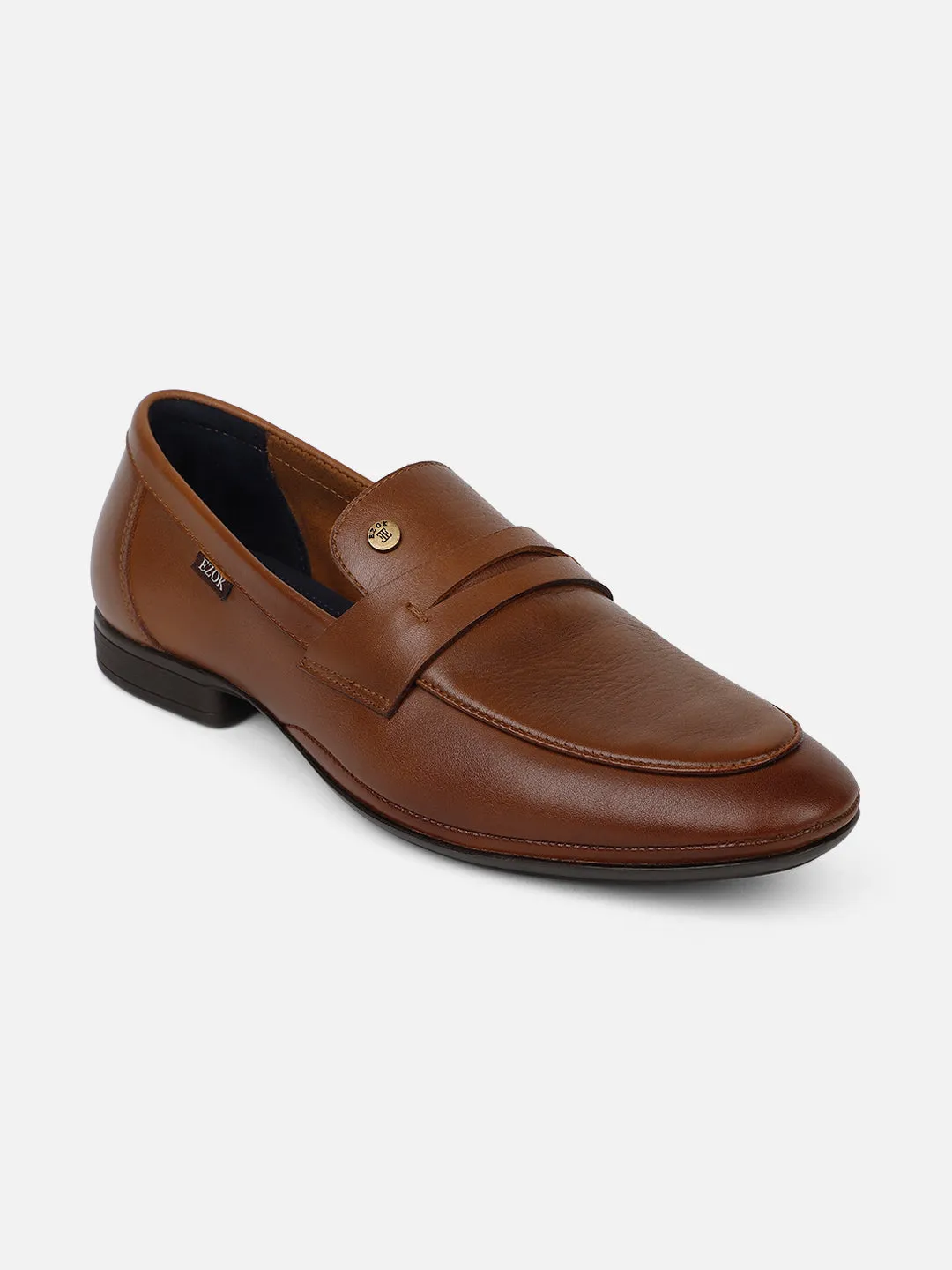 Ezok Men Brown Leather Loafer Mocassins