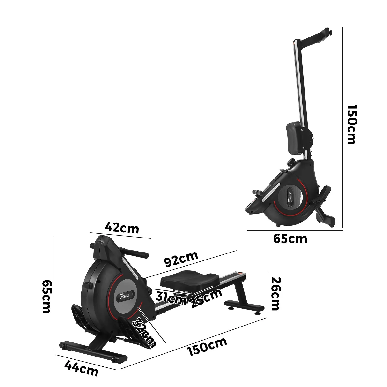 Finex Rowing Machine Rower Magnetic Resistance Exercise Fitness Cardio Equitment