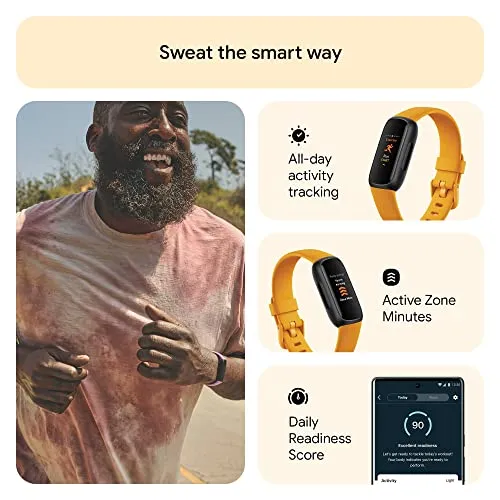 Fitbit Inspire 3 Health & Fitness Tracker with Stress Management, Workout Intensity, Sleep Tracking, 24/7 Heart Rate and more, Morning Glow/Black, One Size (S & L Bands Included)