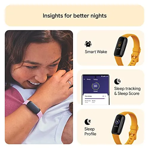 Fitbit Inspire 3 Health & Fitness Tracker with Stress Management, Workout Intensity, Sleep Tracking, 24/7 Heart Rate and more, Morning Glow/Black, One Size (S & L Bands Included)