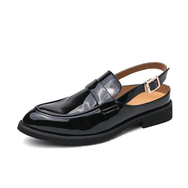 Flat Ankle Strap Patent Leather Loafers