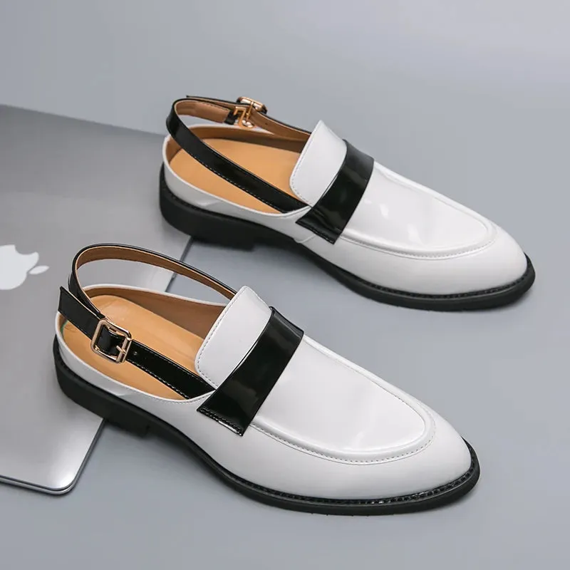 Flat Ankle Strap Patent Leather Loafers