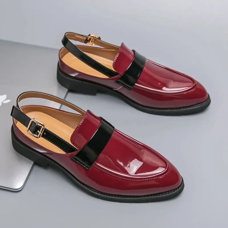 Flat Ankle Strap Patent Leather Loafers