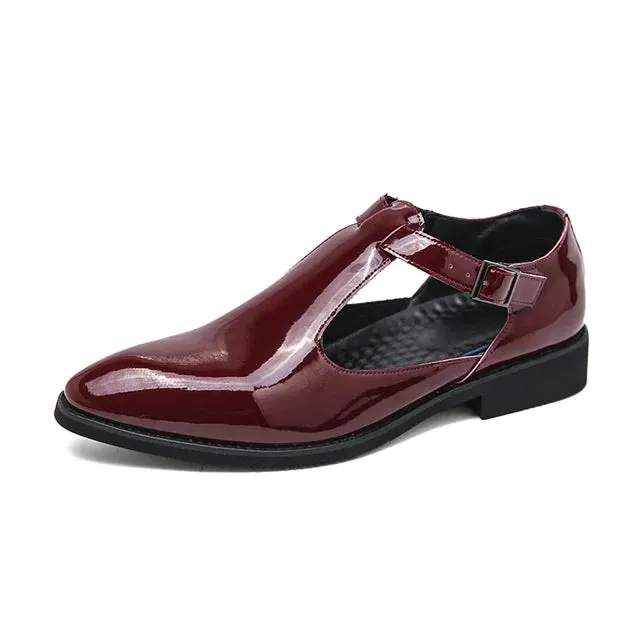 Flat Ankle Strap Patent Leather Loafers