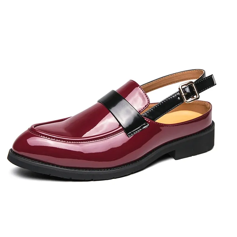 Flat Ankle Strap Patent Leather Loafers