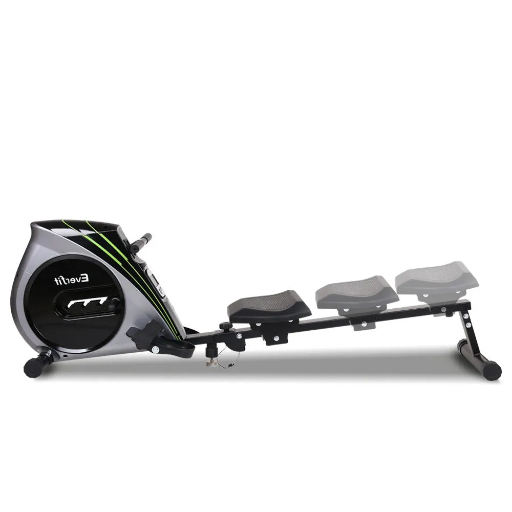 Foldable Fitness Rowing Machine Tone Abs Back Leg Exercise Rower Home Gym - Silver