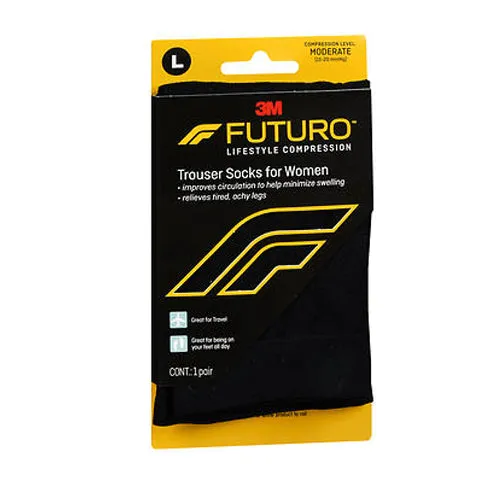 Futuro Lifestyle Compression Trouser Socks for Women Moderate Black Large 1 Each By 3M