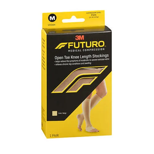 Futuro Medical Compression Open Toe Knee Length Stockings Unisex Medium Beige Firm 1 Each By 3M