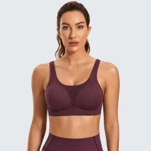 Gentle Comfort High Impact Padded Wireless Full Coverage Wine Sports Bra