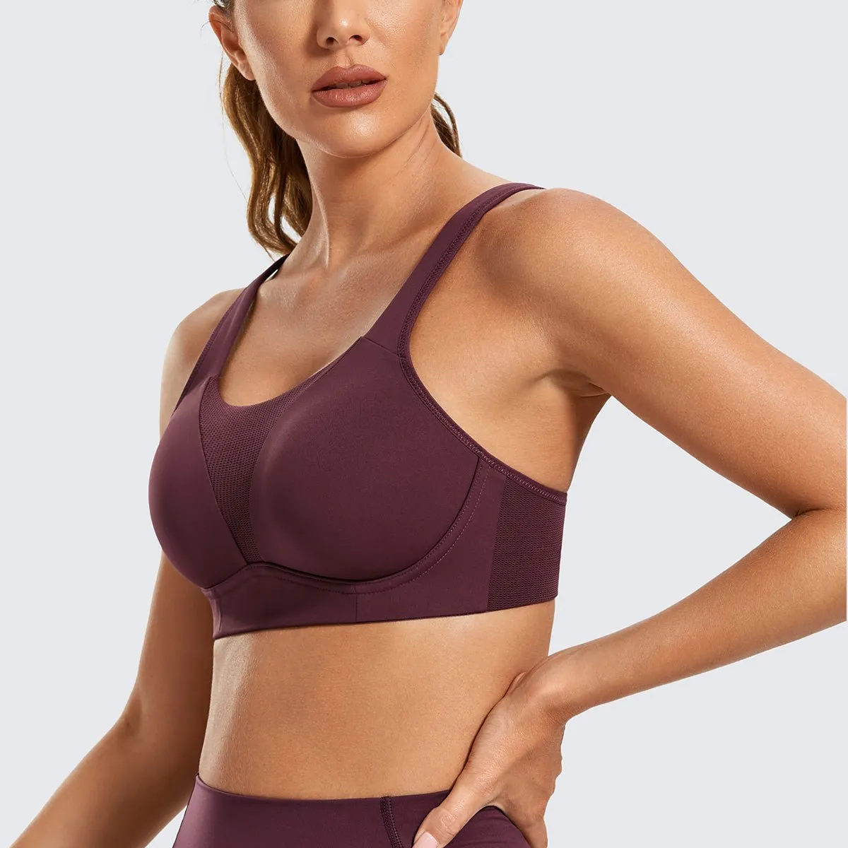 Gentle Comfort High Impact Padded Wireless Full Coverage Wine Sports Bra