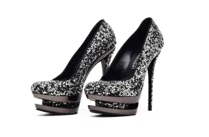 Gianmarco Lorenzi Black Label - As Seen on Nicki Minaj and Miranda Lambert - IT 39 Black and Clear Swarovski Rhinestone "Discoball" Pumps - IT 39