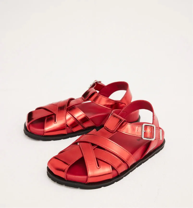 Ginny Strappy Sandal | Warm Red