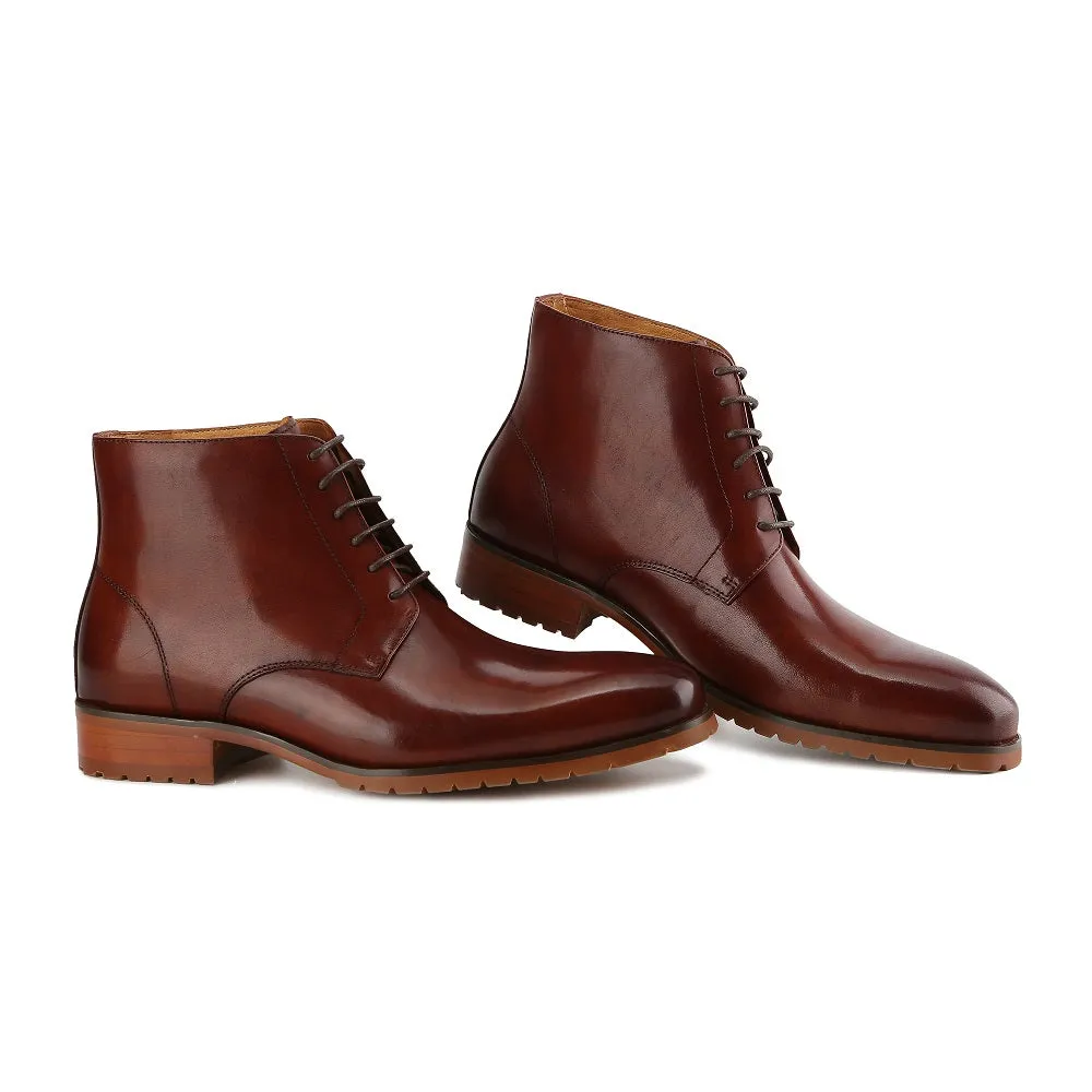 Gino Vitale Men's Handcrafted Genuine Leather Lace-Up Dress Boot